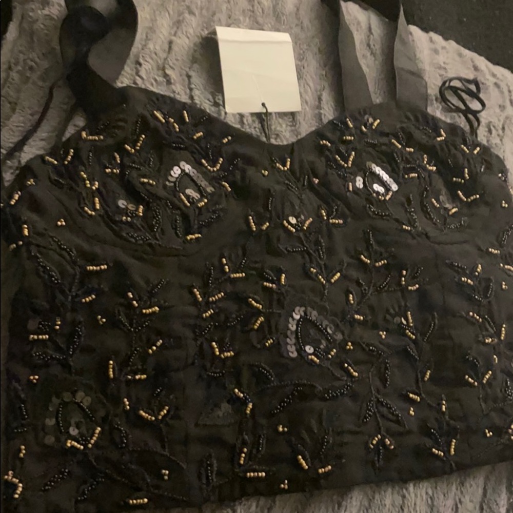 Zara beaded black medium crop top Nwt ref 7703/453 - Picture 2 of 2